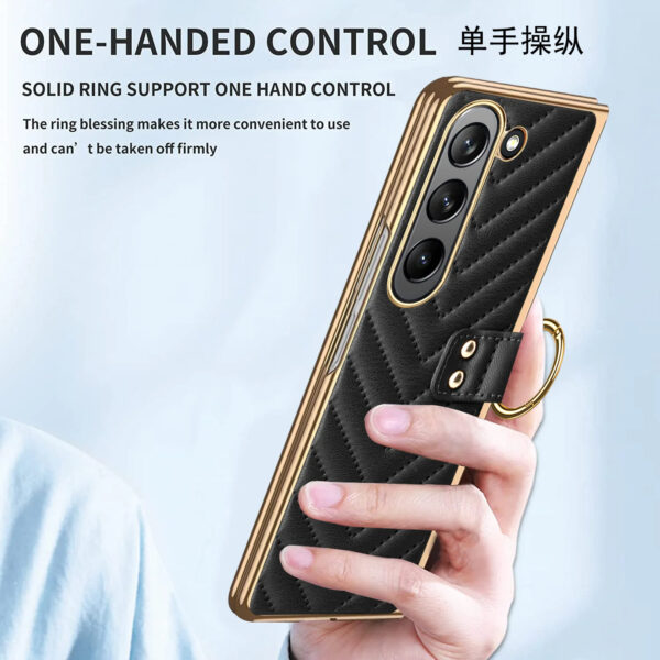 Luxury Premium Diamond air cushion Leather Ring Holder Lens Protection Shockproof Case  Cover For Samsung Galaxy Z Fold 4 - Image 13