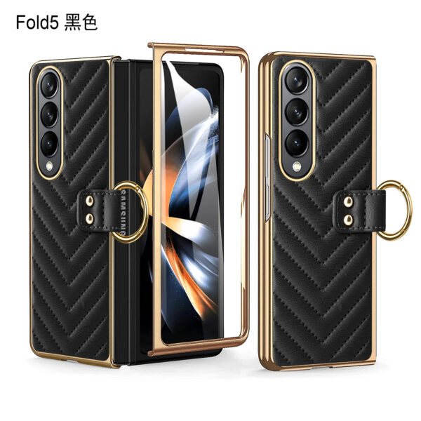 Luxury Premium Diamond air cushion Leather Ring Holder Lens Protection Shockproof Case  Cover For Samsung Galaxy Z Fold 4 - Image 20