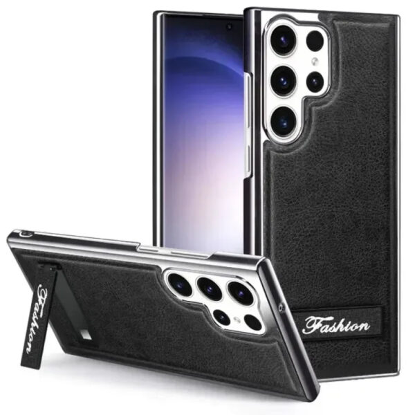 Luxury Premium Plating Kickstand PU Leather Business invisible Metal Bracket Case Cover Samsung Galaxy Series