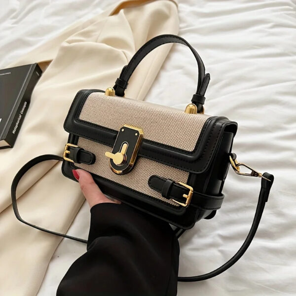 Luxury Premium PU Leather Small Square Bag Shoulder Bag Retro Leisure Crossbody - Image 9