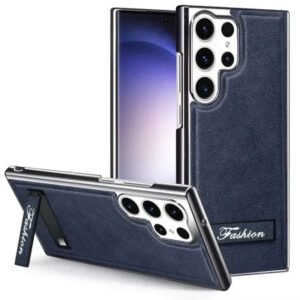 Luxury Premium Plating Kickstand PU Leather Business invisible Metal Bracket Case Cover Samsung Galaxy Series