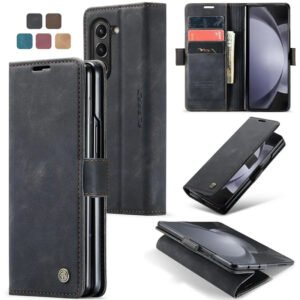 Luxury Premium PU Leather Card Slot Phone Case for Samsung Z Fold 6 - Black
