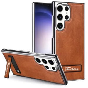 Luxury Premium Plating Kickstand PU Leather Business invisible Metal Bracket Case Cover Samsung Galaxy Series