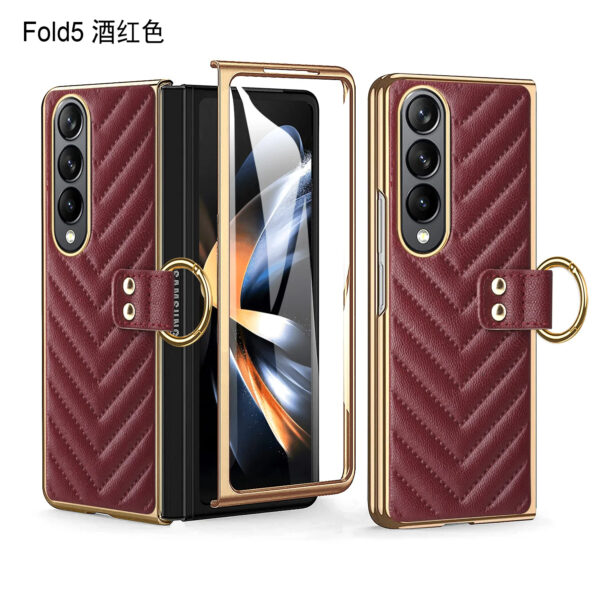 Luxury Premium Diamond air cushion Leather Ring Holder Lens Protection Shockproof Case  Cover For Samsung Galaxy Z Fold 4 - Image 22