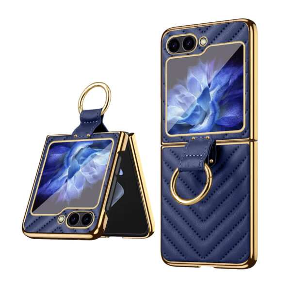 Luxury Premium Diamond air cushion Leather Ring Holder Lens Protection Shockproof Case  Cover For Samsung Galaxy Z Flip 5/Z Flip 6 - Image 15