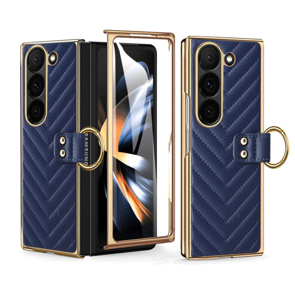 Luxury Premium Diamond air cushion Leather Ring Holder Lens Protection Shockproof Case  Cover For Samsung Galaxy Z Fold 5/Z Fold 6 - Image 19