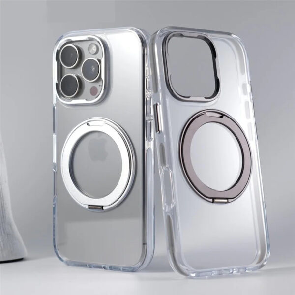 Luxury Premium 360° Rotating Magnetic Holder Magsafe Wireless Charging Transparent Case Cover For iPhone Series - Image 32