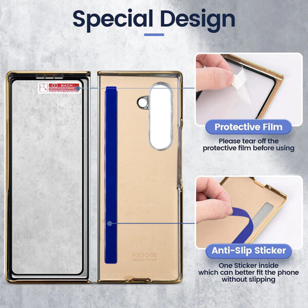 Luxury Premium Diamond air cushion Leather Ring Holder Lens Protection Shockproof Case  Cover For Samsung Galaxy Z Fold 5/Z Fold 6 - Image 9