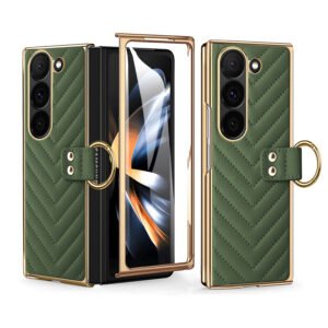 Luxury Premium Diamond air cushion Leather Ring Holder Lens Protection Shockproof Case  Cover For Samsung Galaxy Z Fold 5/Z Fold 6