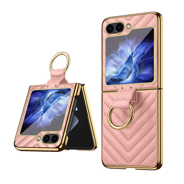 Luxury Premium Diamond air cushion Leather Ring Holder Lens Protection Shockproof Case  Cover For Samsung Galaxy Z Flip 5/Z Flip 6 - Image 17