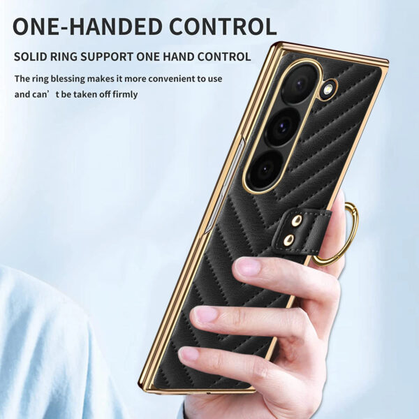 Luxury Premium Diamond air cushion Leather Ring Holder Lens Protection Shockproof Case  Cover For Samsung Galaxy Z Fold 5/Z Fold 6 - Image 10