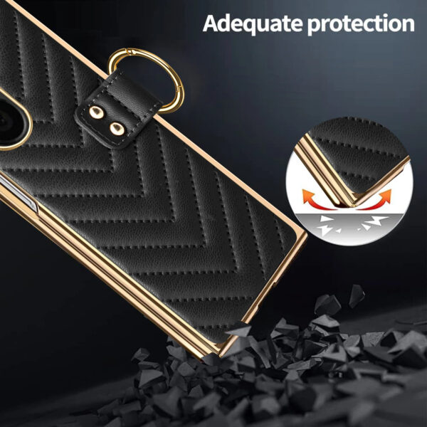 Luxury Premium Diamond air cushion Leather Ring Holder Lens Protection Shockproof Case  Cover For Samsung Galaxy Z Fold 5/Z Fold 6 - Image 16