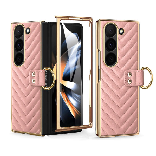 Luxury Premium Diamond air cushion Leather Ring Holder Lens Protection Shockproof Case  Cover For Samsung Galaxy Z Fold 5/Z Fold 6 - Image 21