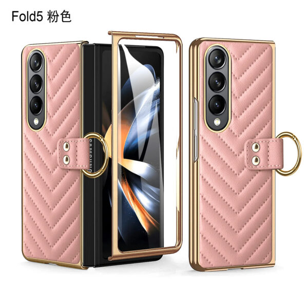 Luxury Premium Diamond air cushion Leather Ring Holder Lens Protection Shockproof Case  Cover For Samsung Galaxy Z Fold 4 - Image 25