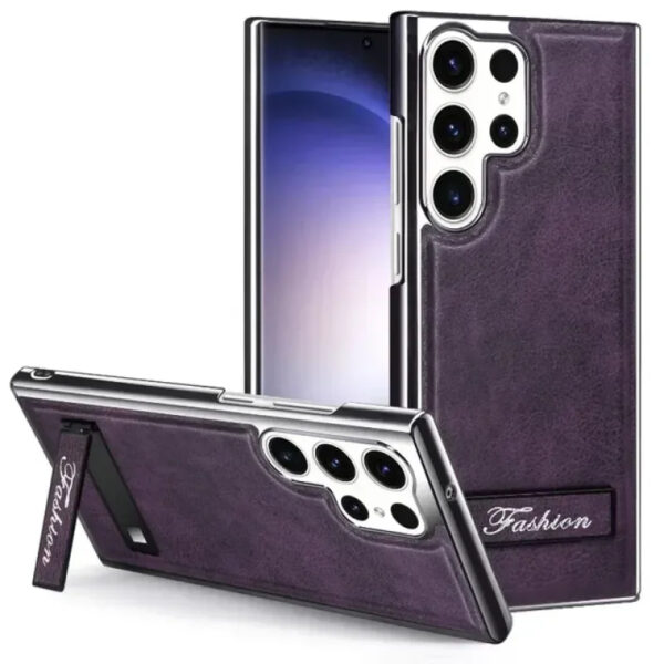 Luxury Premium Plating Kickstand PU Leather Business invisible Metal Bracket Case Cover Samsung Galaxy Series - Image 19