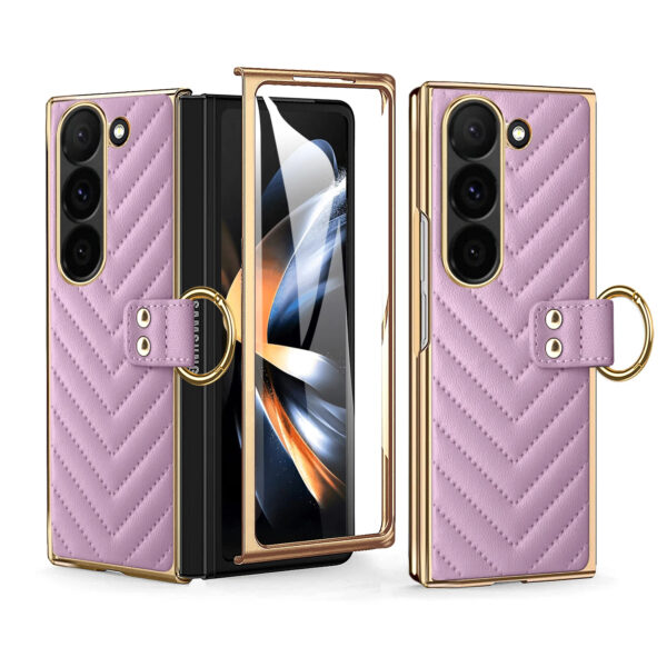 Luxury Premium Diamond air cushion Leather Ring Holder Lens Protection Shockproof Case  Cover For Samsung Galaxy Z Fold 5/Z Fold 6 - Image 22