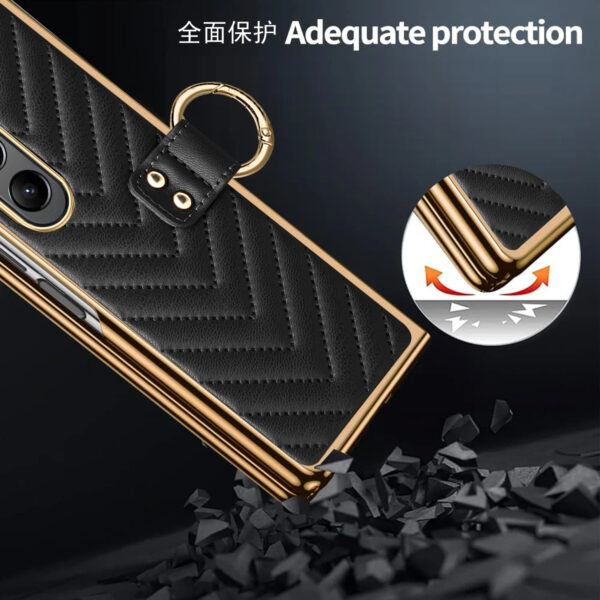 Luxury Premium Diamond air cushion Leather Ring Holder Lens Protection Shockproof Case  Cover For Samsung Galaxy Z Fold 4 - Image 19