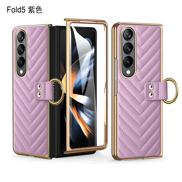 Luxury Premium Diamond air cushion Leather Ring Holder Lens Protection Shockproof Case  Cover For Samsung Galaxy Z Fold 4 - Image 26