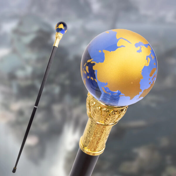 Luxury Premium Transparent Blue Golden Ball Decorative Gentleman Walking Stick - Image 2