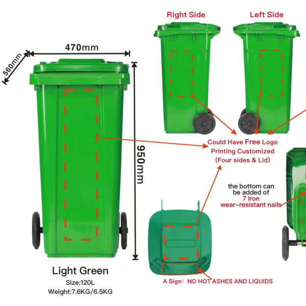 Mobile Outdoor Large Capacity Waste Collection Plastic Waste Bin - Image 43