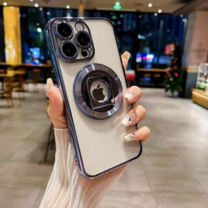 Luxury Premium Rotating Ring HolderMagsafe Wireless Charging Shockproof Transparent Case Cover For iPhone Series