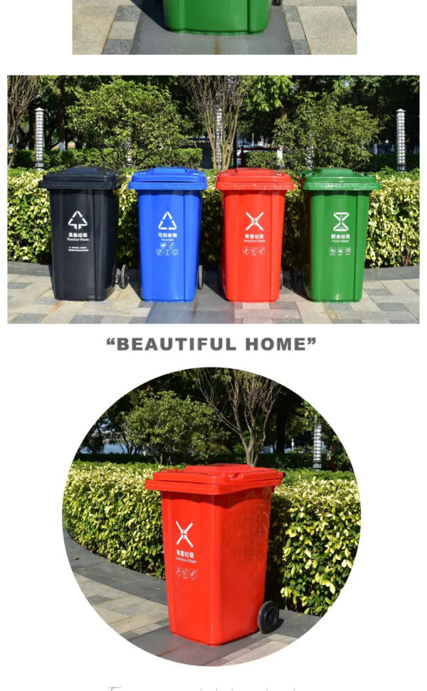 Mobile Outdoor Large Capacity Waste Collection Plastic Waste Bin - Image 12