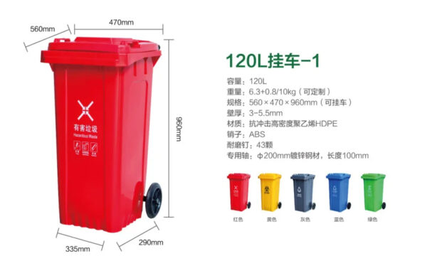 Mobile Outdoor Large Capacity Waste Collection Plastic Waste Bin - Image 8