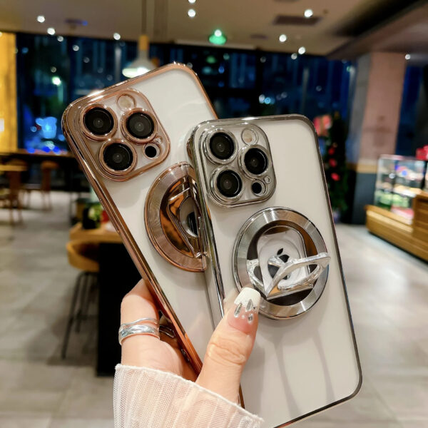 Luxury Premium Rotating Ring HolderMagsafe Wireless Charging Shockproof Transparent Case Cover For iPhone Series - Image 7