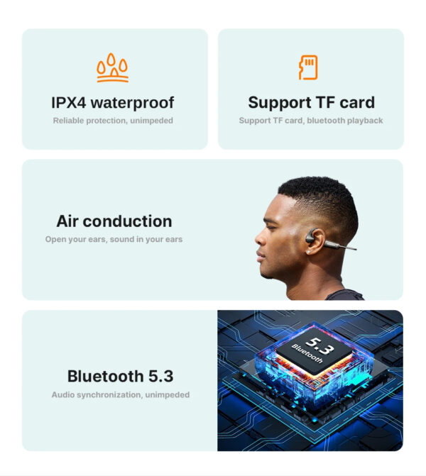 Awei Air Conduction Sports Headphones Wireless Bluetooth Earphones - Image 20