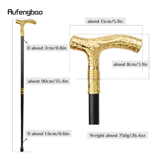 Luxury Premium Golden Wolf Head Flower Totem Relief Walking Stick - Image 4