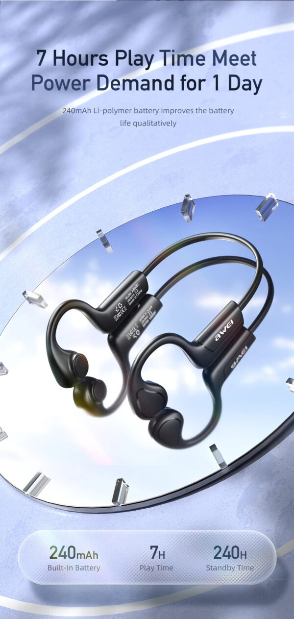Awei Air Conduction Sports Headphones Wireless Bluetooth Earphones - Image 3