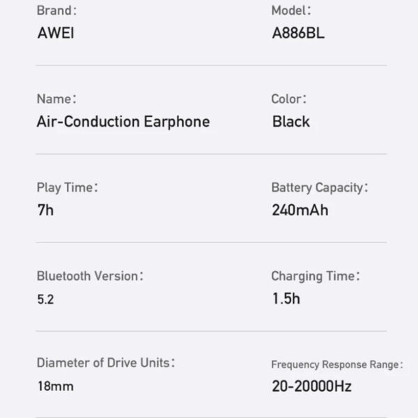 Awei Air Conduction Sports Headphones Wireless Bluetooth Earphones - Image 15