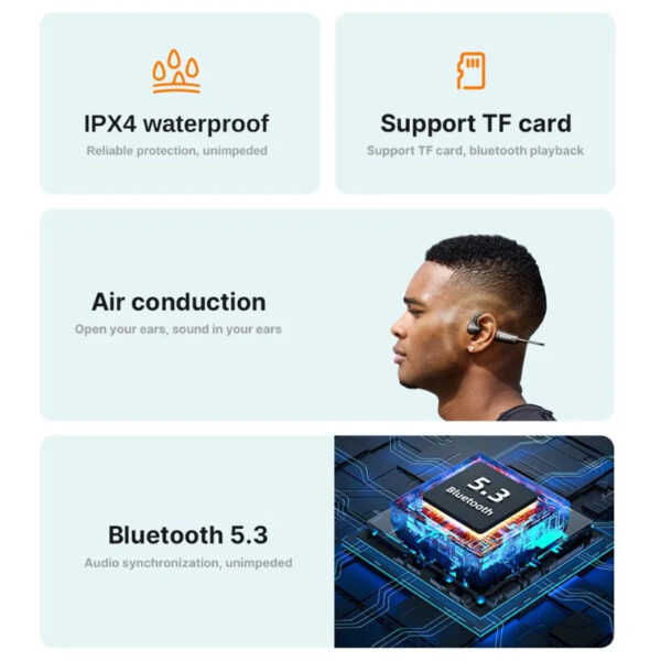 Awei Air Conduction Sports Headphones Wireless Bluetooth Earphones - Image 32