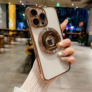 Luxury Premium Rotating Ring HolderMagsafe Wireless Charging Shockproof Transparent Case Cover For iPhone Series