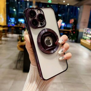 Luxury Premium Rotating Ring HolderMagsafe Wireless Charging Shockproof Transparent Case Cover For iPhone Series
