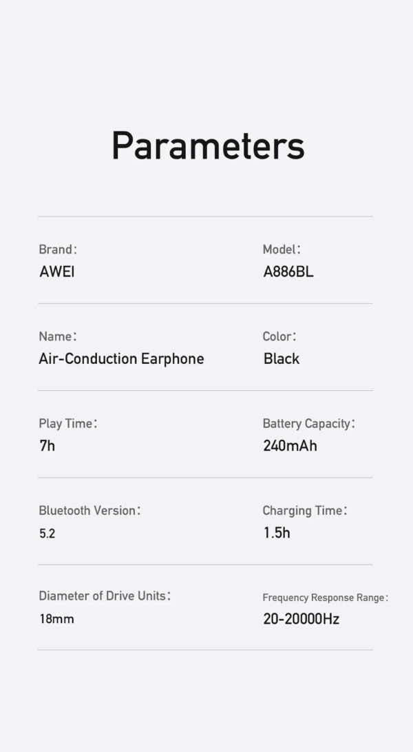 Awei Air Conduction Sports Headphones Wireless Bluetooth Earphones - Image 7