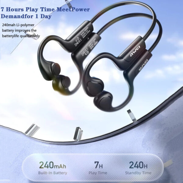 Awei Air Conduction Sports Headphones Wireless Bluetooth Earphones