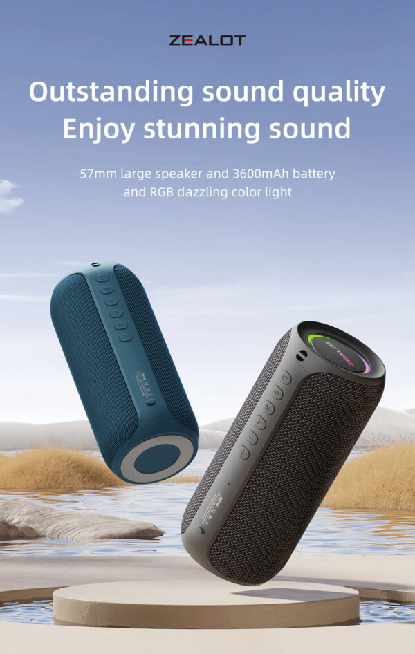 ZEALOT-S32MAX Portable Bluetooth Speaker 20W IPX5 Waterproof Powerful Sound Bluetooth Speaker