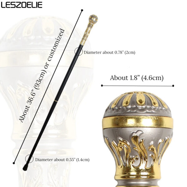 Luxury Premium Golden Round Fashion Party Ceremonial  Walking Stick - Image 6