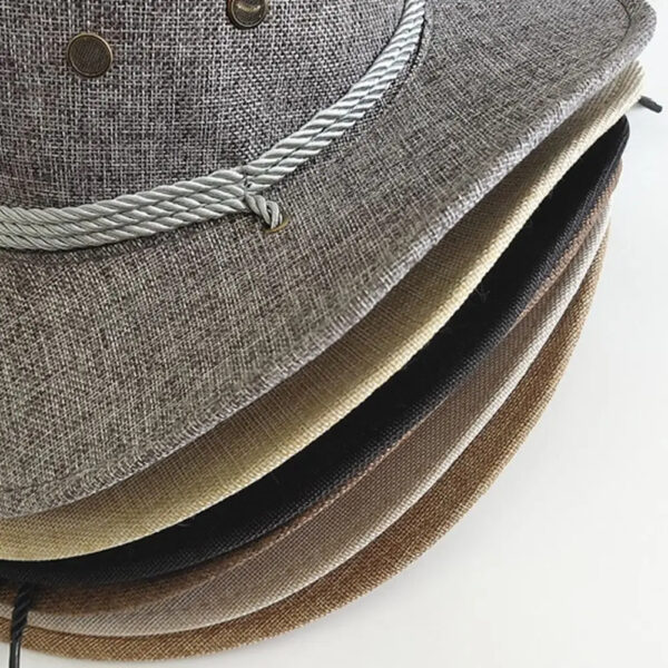 2025 New Linen Unisex Summer Sun Solid Cool Wide Brim Western Cowboy Hat - Image 5