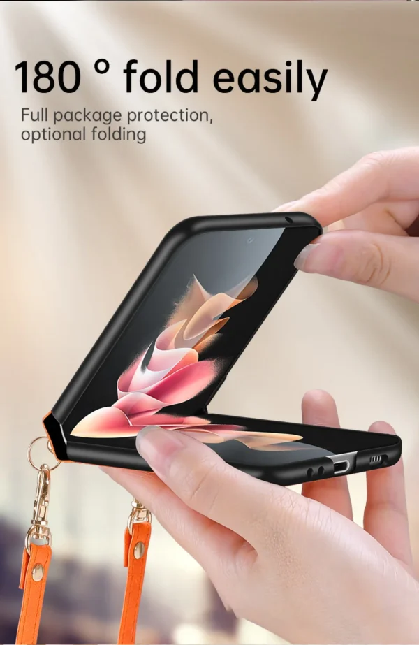 Luxury Premium SULADA Litchi Texture Leather + TPU Phone Case with Strap Case Cover For Z Flip 3/Z Flip 4 - Image 5