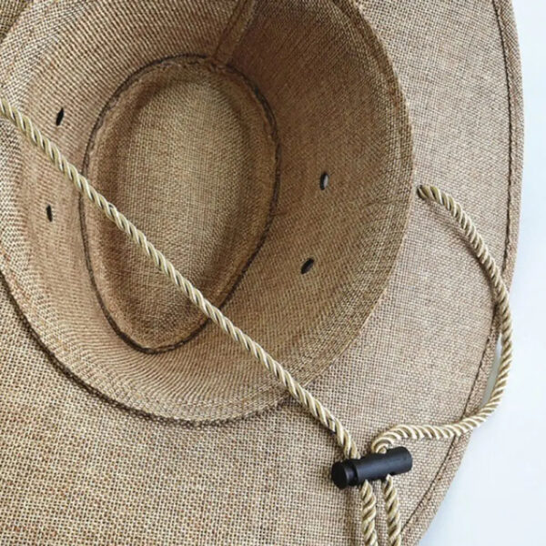 2025 New Linen Unisex Summer Sun Solid Cool Wide Brim Western Cowboy Hat - Image 6