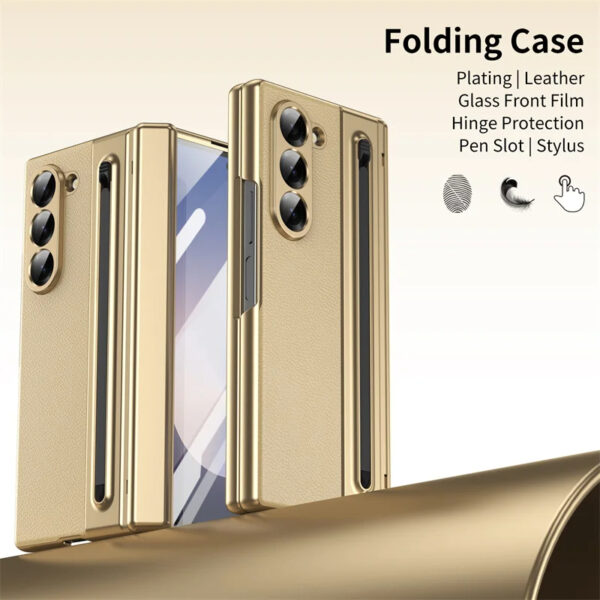 Luxury Premium Electroplated PC+PU Leather Folding Phone case Cover for Samsung Galaxy Z FOLD 5/Z FOLD 6 - Image 35