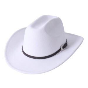 British Style Cowboy Hat Fashion Chic Unisex Solid Color Jazz Hat - White