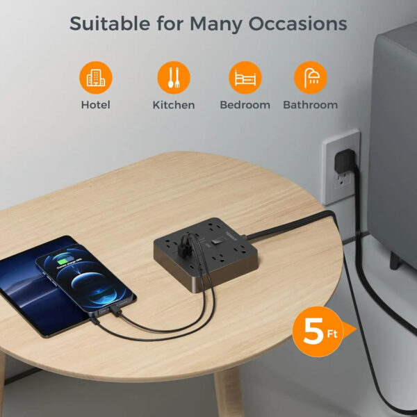 Moxom MX-ST24 12 IN 1 PD With 4 Universal Socket Multi Devices 20W 2 Meter Power Strip - Image 20