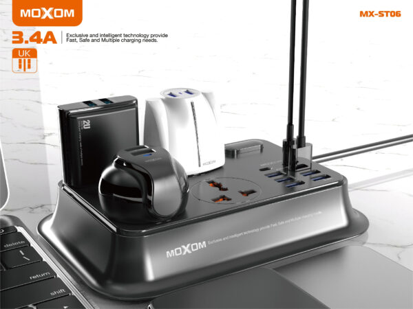 Moxom MX-ST24 12 IN 1 PD With 4 Universal Socket Multi Devices 20W 2 Meter Power Strip - Image 10