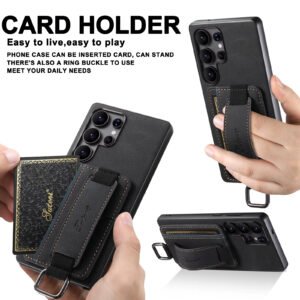 Luxury Premium Wrist Strap Protective PU Leather Card Slot case Cover For Samsung Galaxy S22 Ultra/S24 Ultra/S25 Ultra