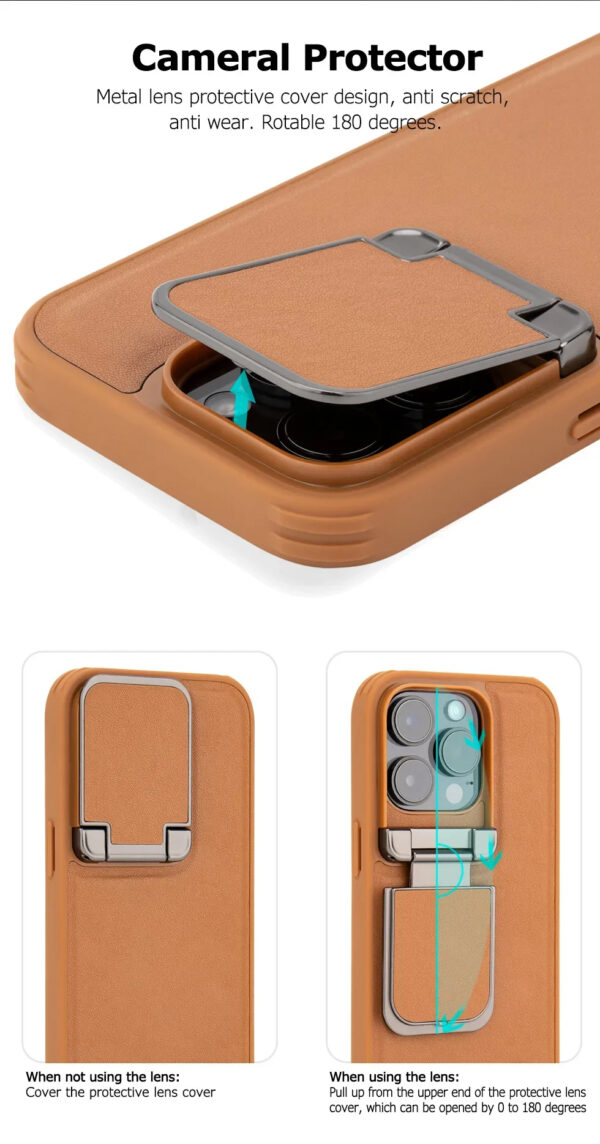 Luxury Premium Nilkin Flip Kickstand Camera Lens Fold  Holder Protector Case Cover For iPhone Series - Image 5