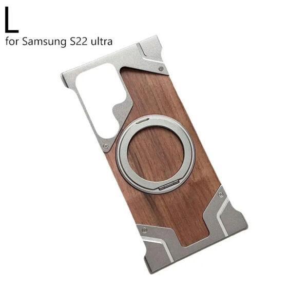 Luxury Premium Walnut Wood Metal Borderless Armor Case 360° Rotating Magnetic Bracket Shockproof Cover For Samsung S Series - Image 39