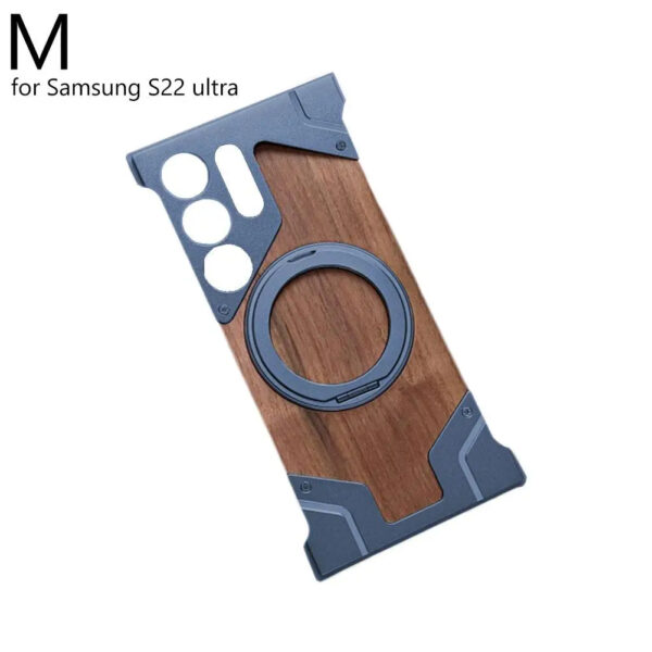 Luxury Premium Walnut Wood Metal Borderless Armor Case 360° Rotating Magnetic Bracket Shockproof Cover For Samsung S Series - Image 40